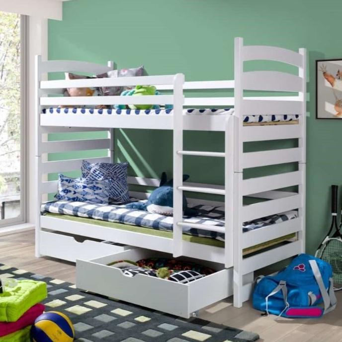 Wooden Bunk Bed Slawek with Storage