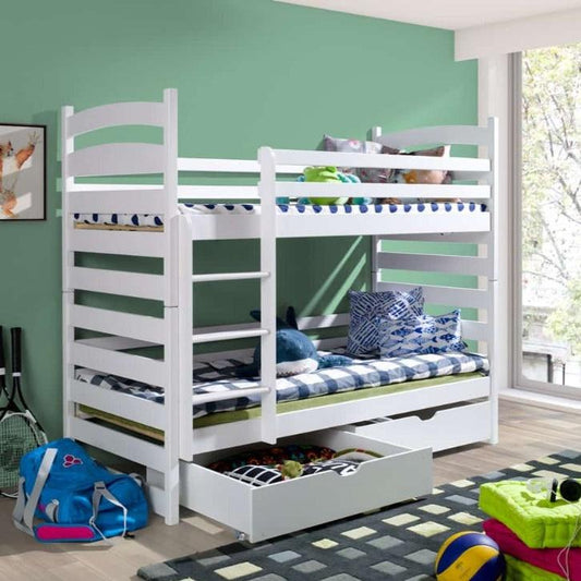 Wooden Bunk Bed Slawek with Storage