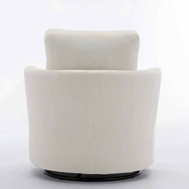 Chenille Swivel Recliner with Back Cushion, Thick Foam Padding, 360° Rotation, 83x78.5x86 cm, Ivory