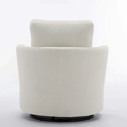 Chenille Swivel Recliner with Back Cushion, Thick Foam Padding, 360° Rotation, 83x78.5x86 cm, Ivory