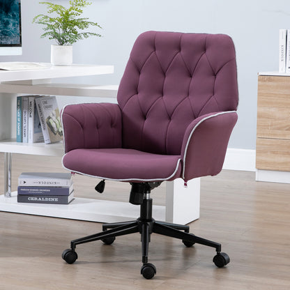 Vinsetto Office Desk Chair, Spandex Fabric Vanity Chair with Adjustable Height, Armrest, Swivel Chair for Home, Purple