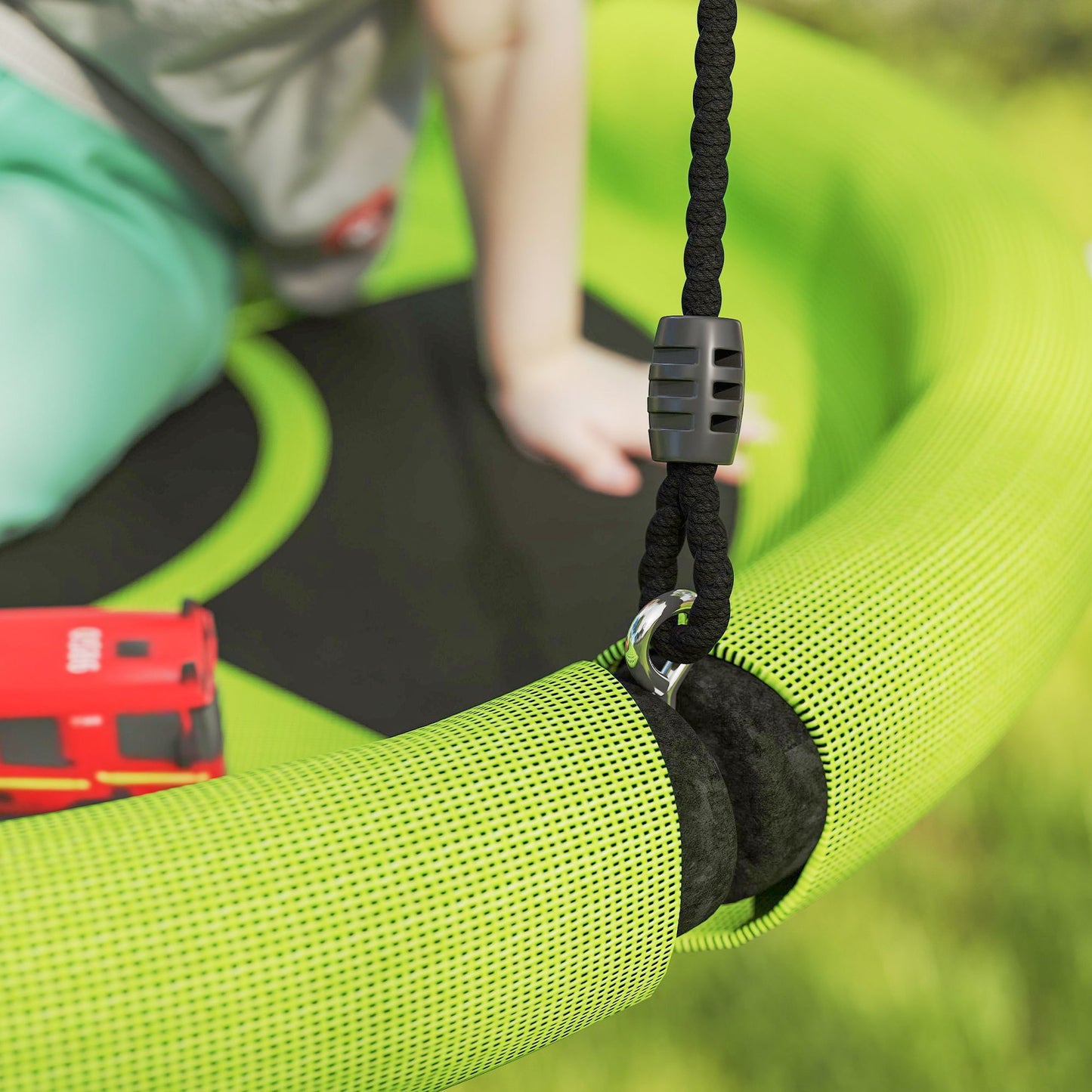 AIYAPLAY 100cm Diameter Nest Swing Seat for Kids with Height Adjustable Hanging Ropes for Outdoor, Playground, Garden, Green