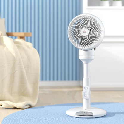 HOMCOM 9'' Air Circulator Fan 3 Speed 3 Mode, 70√Ç¬∞ Oscillation 90√Ç¬∞ Vertical Tilt, Height Adjustable, Remote Controller, for Living Room, Bedroom, Office, White