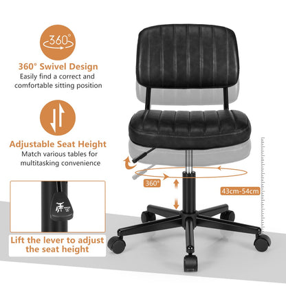 Adjustable Ergonomic Leisure Chair with PU Leather-Black