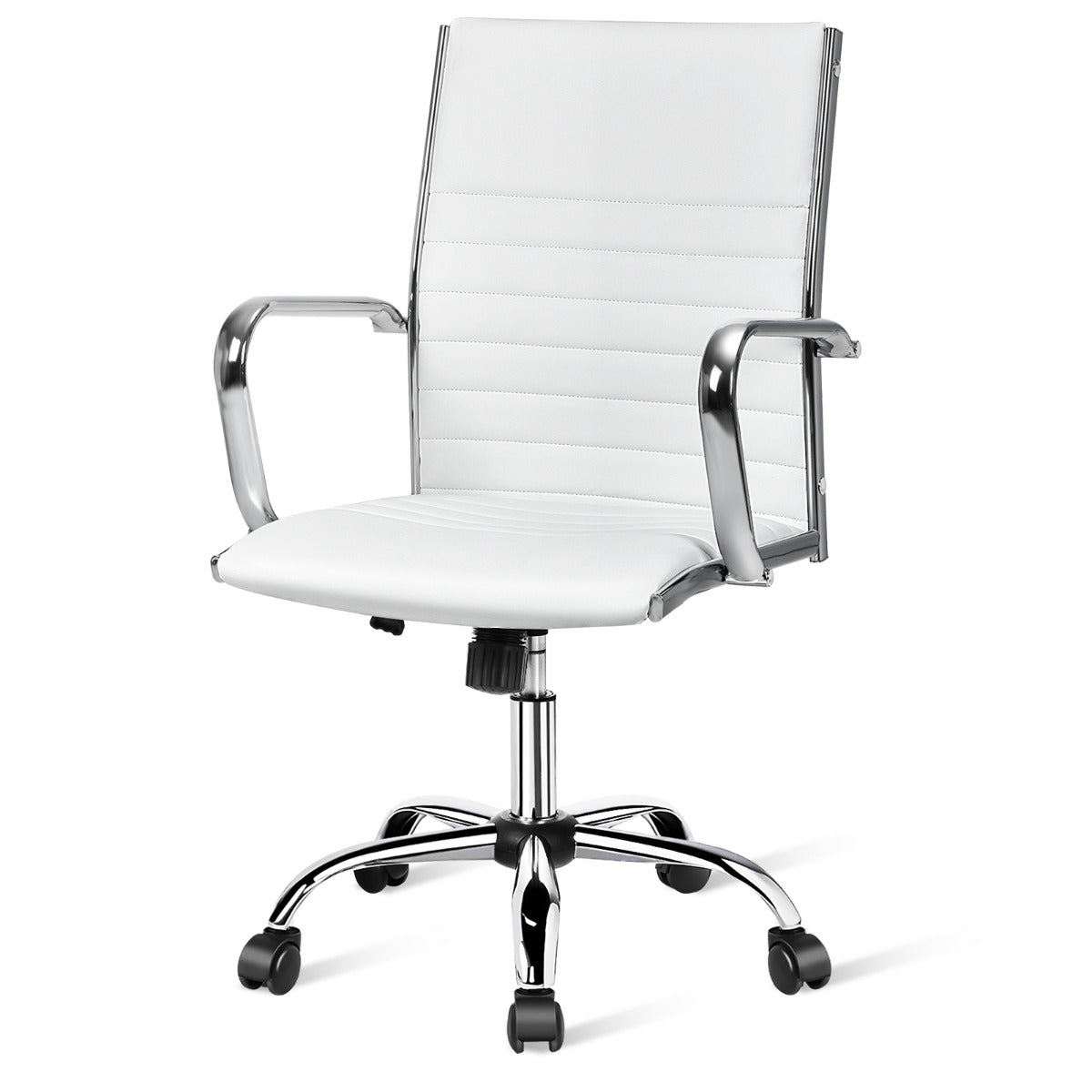 Height Adjustable Rolling High-Back Executive Chair for Home Office-White