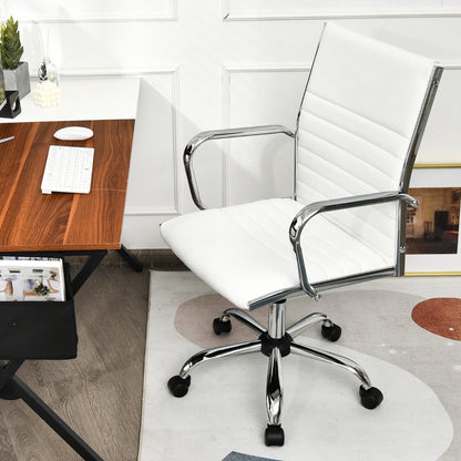 Height Adjustable Rolling High-Back Executive Chair for Home Office-White