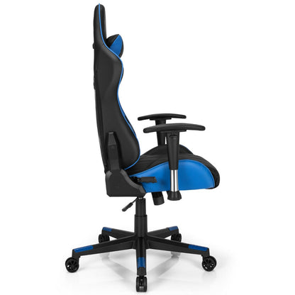 Swivel High Back Racing Chair with Headrest and Lumbar Pillow-Blue