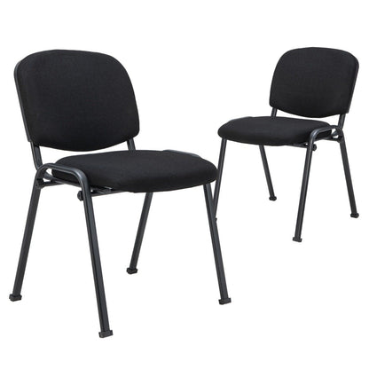 2-Pack Conference Chair Set with Metal Frame and Padded Cushion-Black