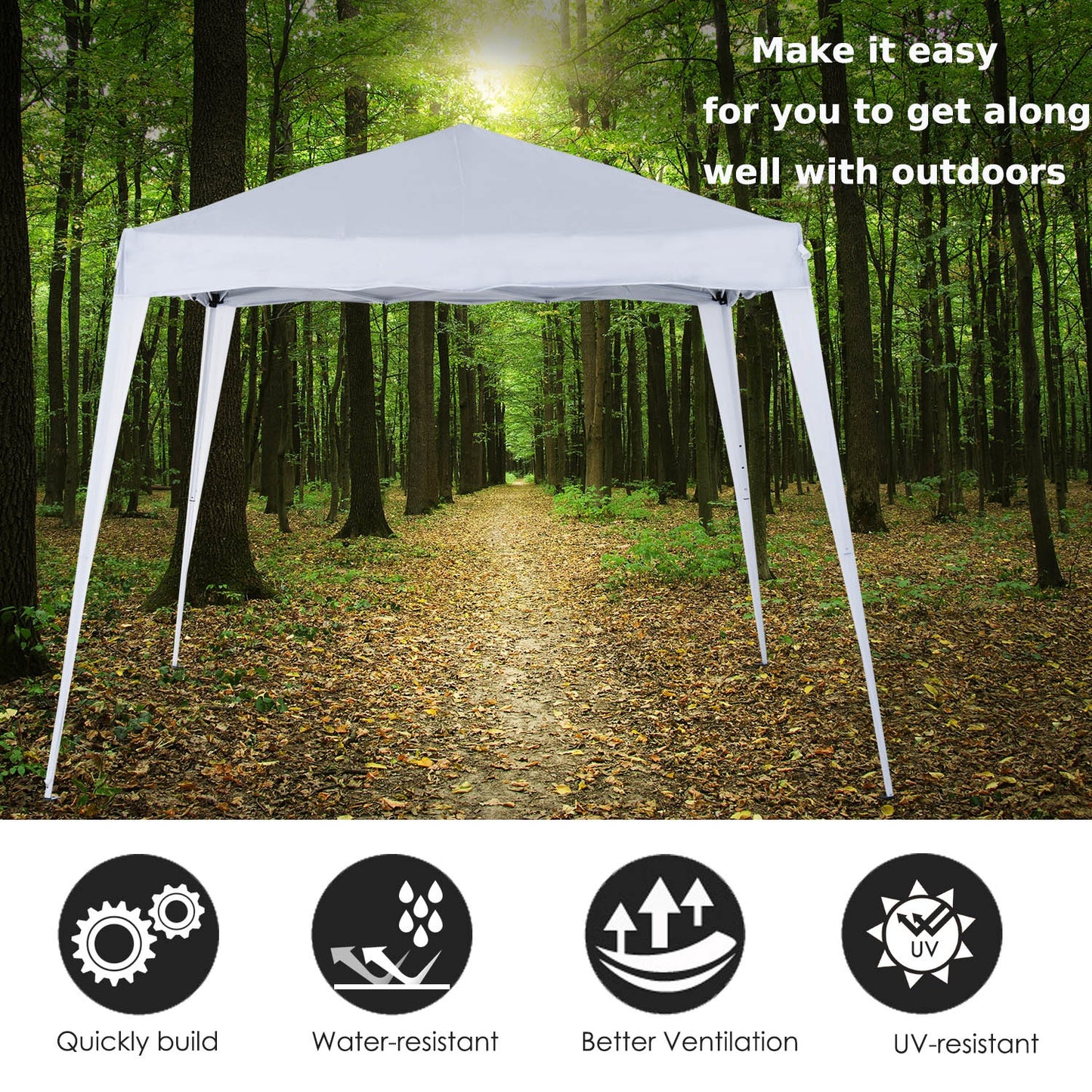 Outsunny Slant Leg Pop Up Gazebo with Carry Bag, Height Adjustable Party Tent Instant Event Shelter for Garden, Patio, 3 M√É‚Äî 3 M Base/ 2.5 M√É‚Äî 2.5 M Top, White