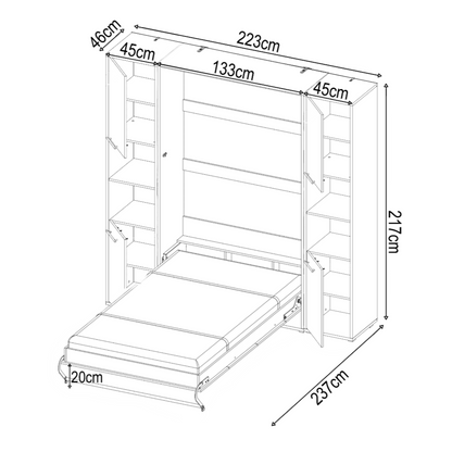 CP-02 Vertical Wall Bed Concept Pro 120cm with Storage Cabinet