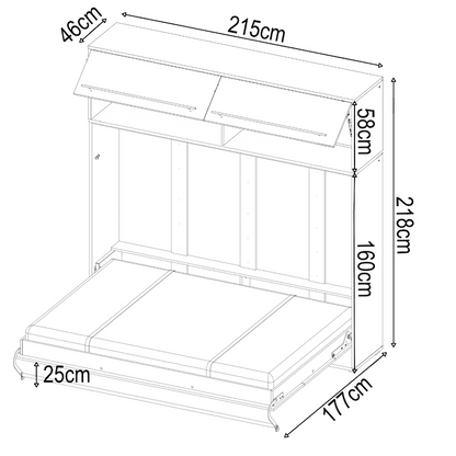 CP-04 Horizontal Wall Bed Concept Pro 140cm with Over Bed Unit