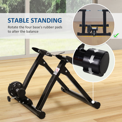 HOMCOM Turbo Trainer Magnetic Bike Trainer Indoor Exercise Bike Trainer Stand Magnetic Resistance Bicycle Training Stand for Mountain & Road Bikes 26'' to 28'' and 700C Wheels, Black