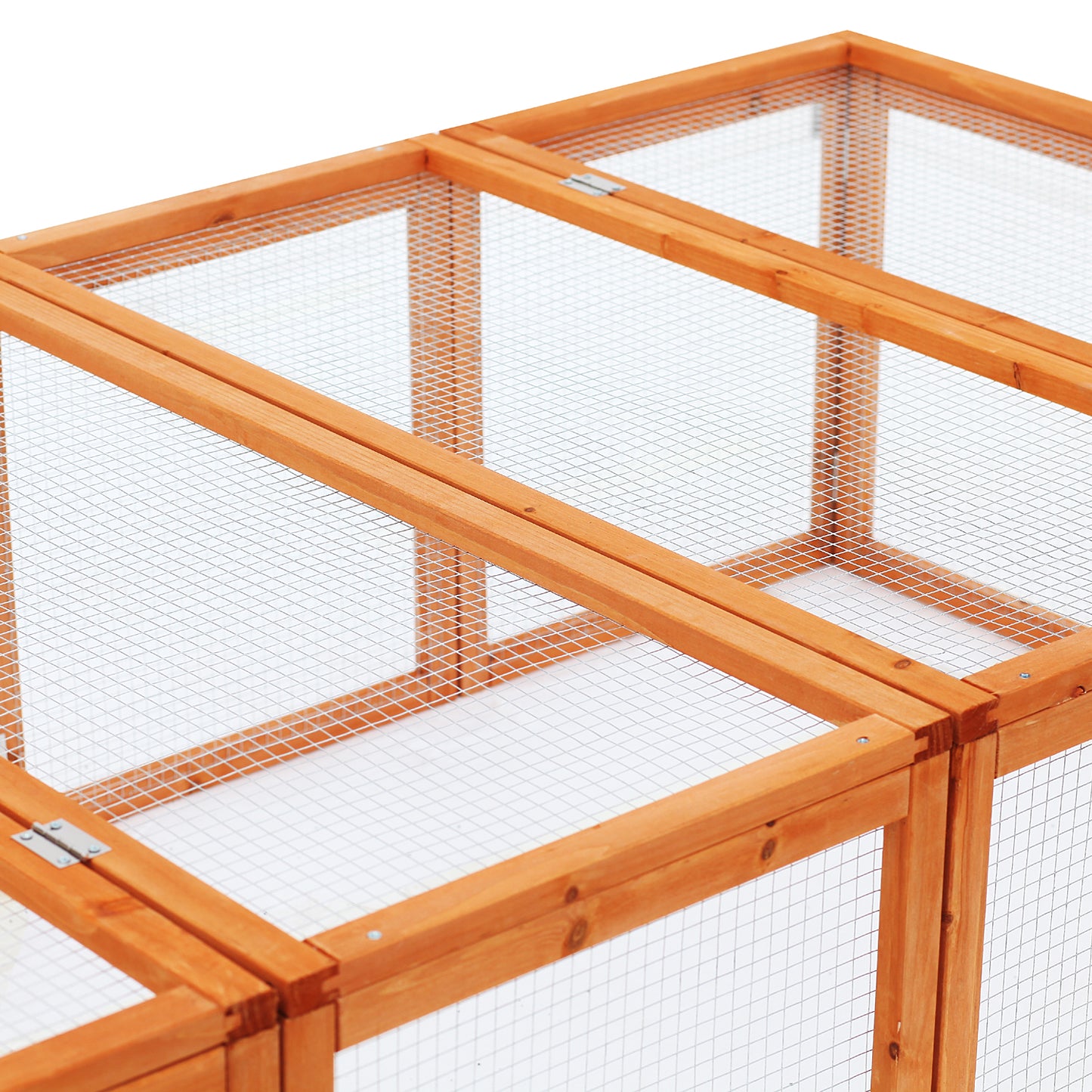 Pawhut Rabbit Run Wooden Rabbit Hutch Cage 6ft with Wire Mesh, Openable Roof, Play Space for Outdoor, 181 x 100 x 48 cm