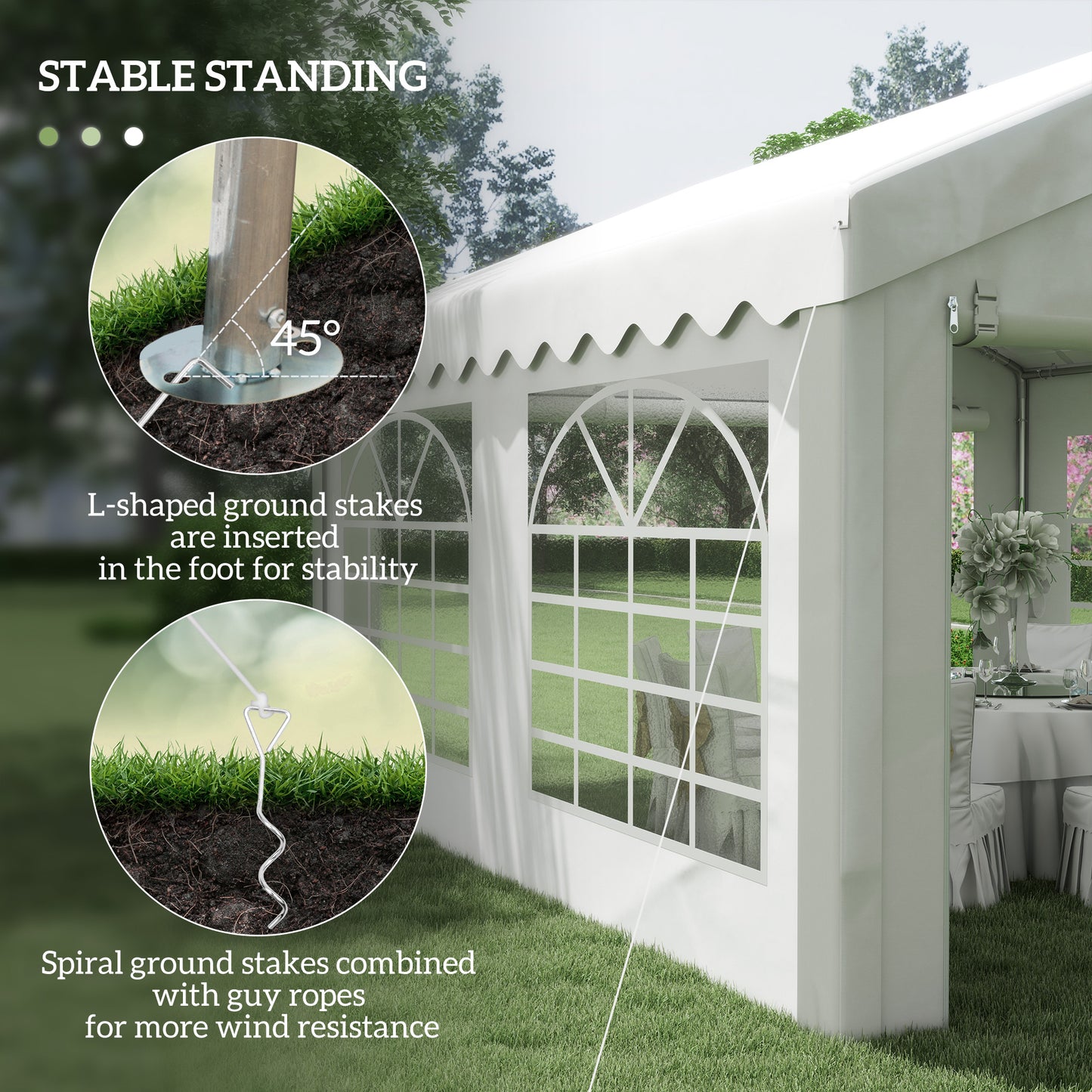 Outsunny 4m x 4m Garden Gazebo Carport Shelter w/ Removable Sidewalls & Doors Party Tent Shelter Car Canopy, White