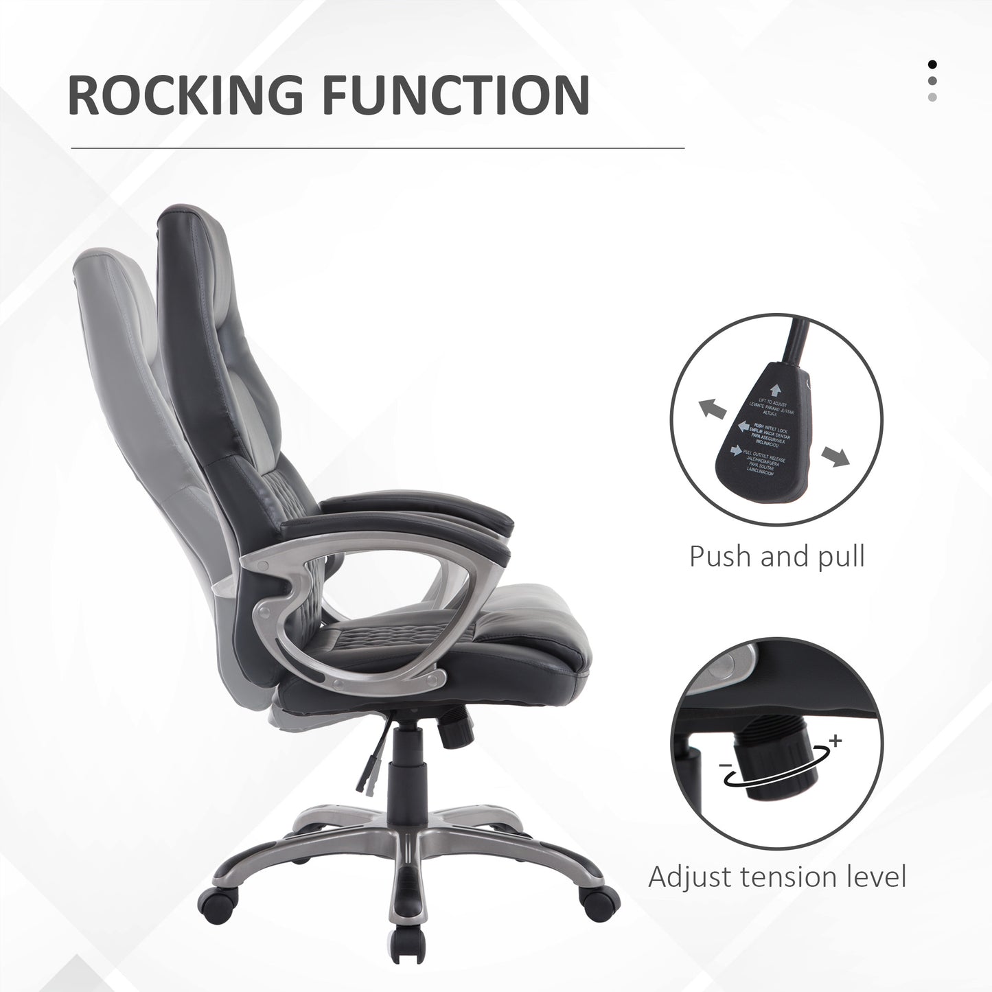 HOMCOM Racing Gaming Sports Chair Swivel Desk Chair Executive Leather Office Chair Computer PC chairs Height Adjustable Armchair