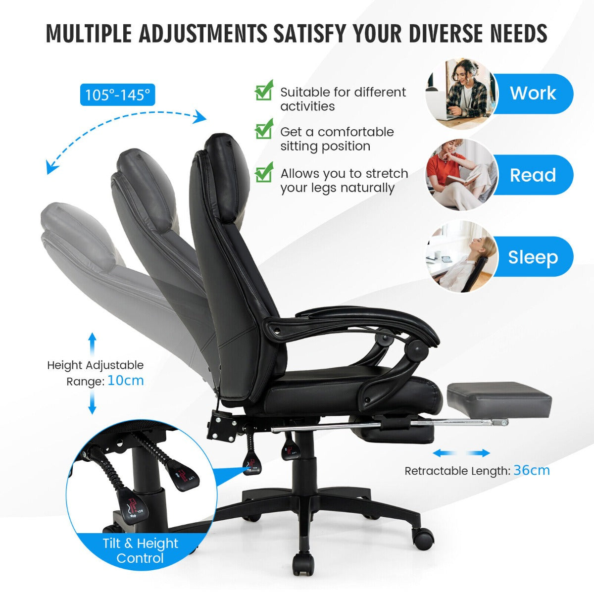 Ergonomic Executive Office Chair with Headrest