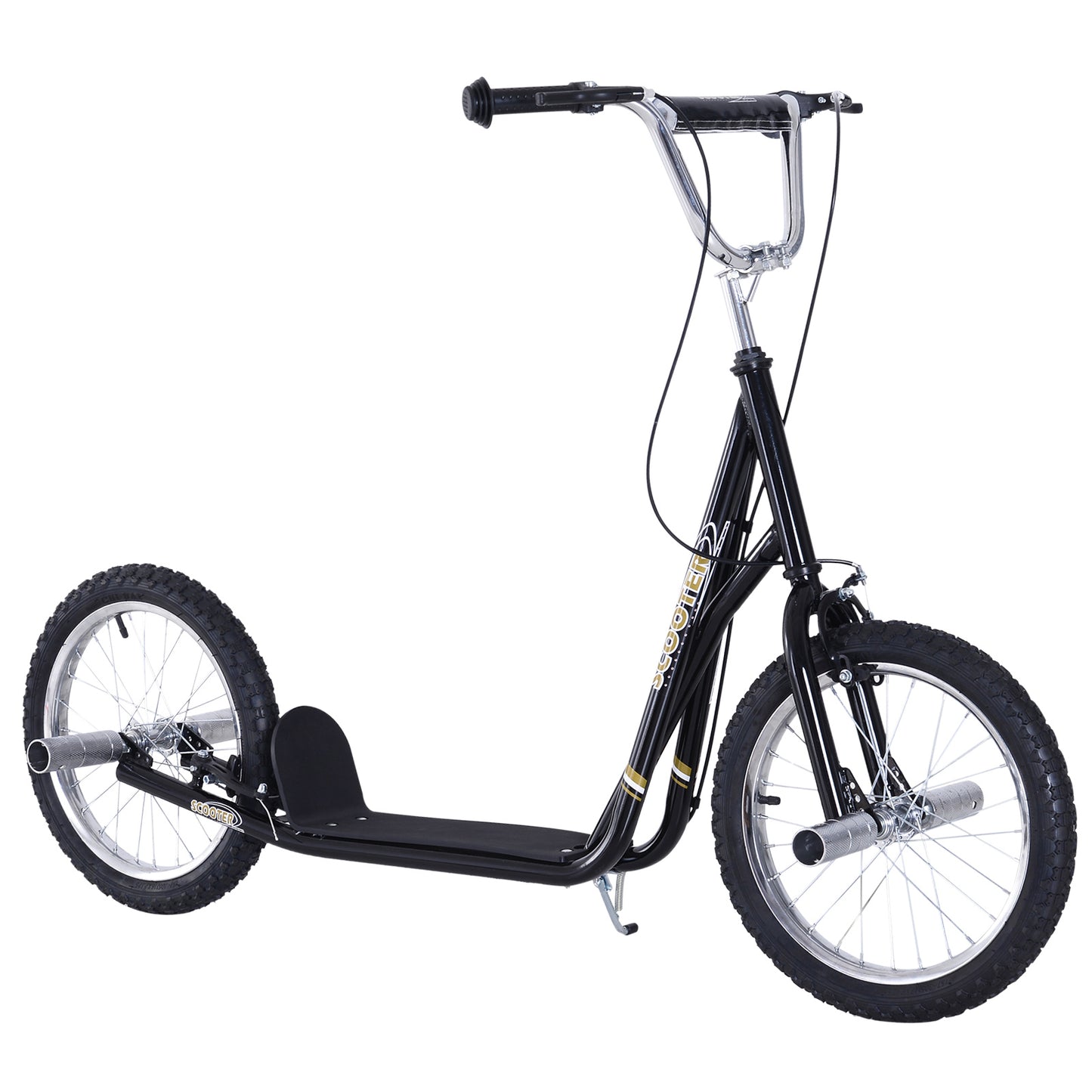 HOMCOM Youth Scooter Adult Teen Push Scooter Kids Children Stunt Scooter Bike Bicycle Ride On 16" Pneumatic Tyres (Black)