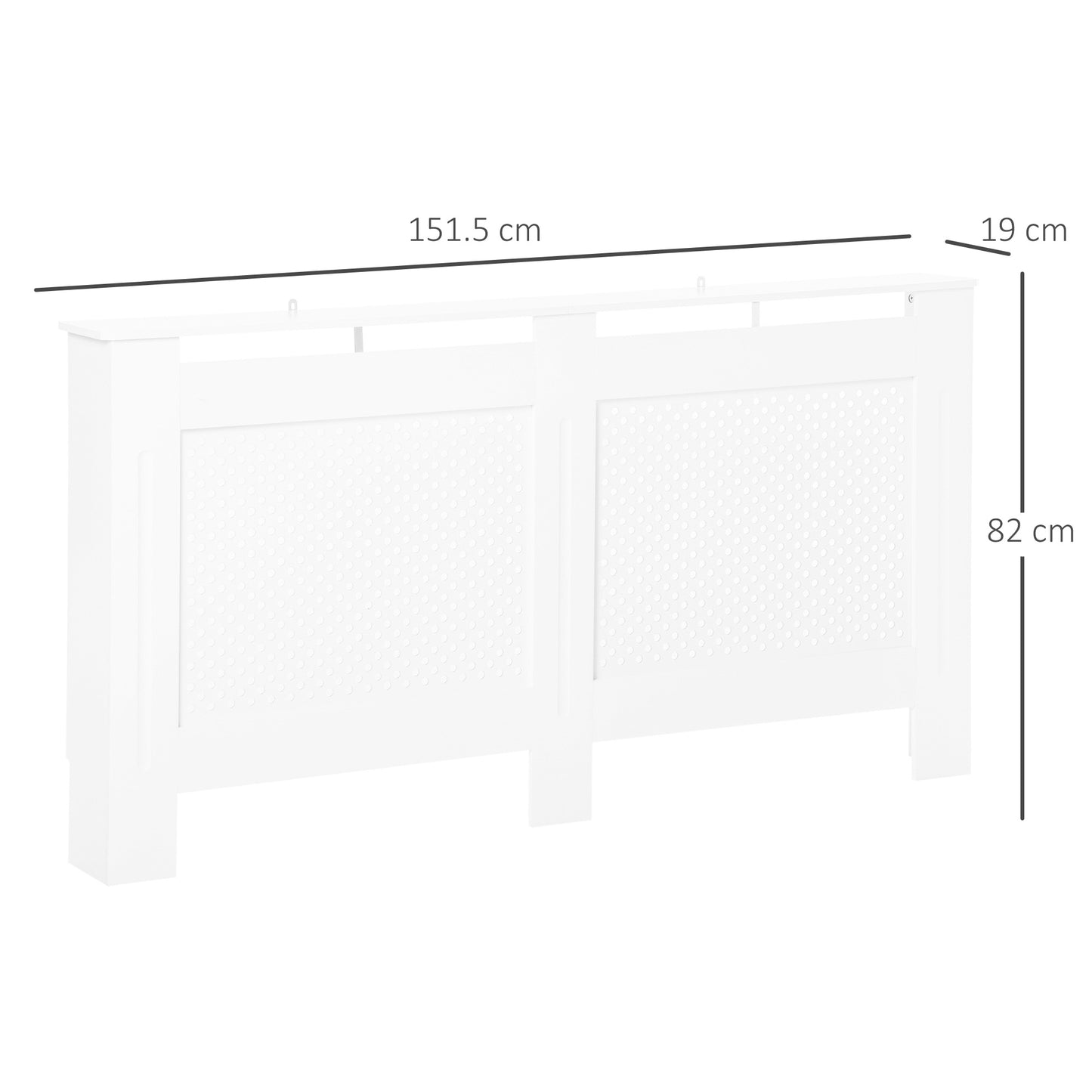 HOMCOM Wooden Radiator Cover Heating Cabinet Modern Home Furniture Grill Style White Painted (Large)