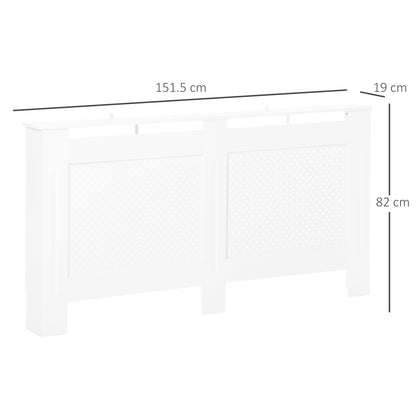 HOMCOM Wooden Radiator Cover Heating Cabinet Modern Home Furniture Grill Style White Painted (Large)