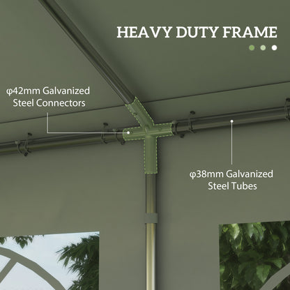 Outsunny 6m x 4 m Garden Gazebo Portable Carport Shelter w/ Removable Sidewalls & Doors Party Tent Shelter Car Canopy