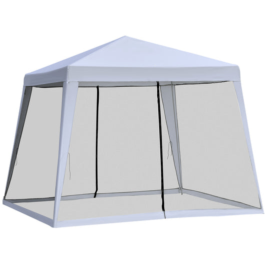 Outsunny 3 x 3 meter Outdoor Gazebo Garden Canopy Tent Sun Shade Event Shelter with Mesh Screen Side Walls, Grey