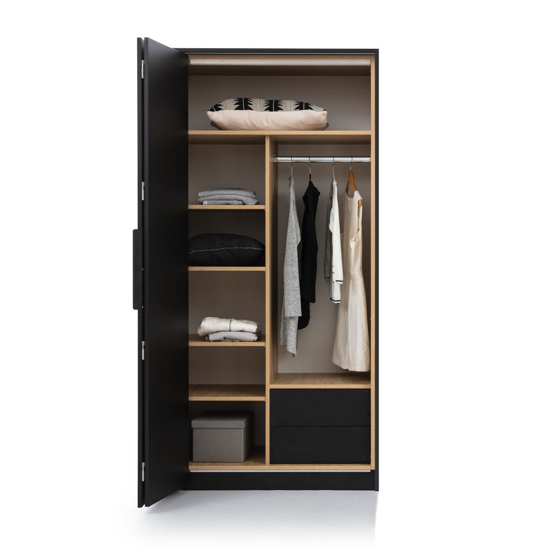 Black Loft Folding Door Wardrobe 104cm [Left]