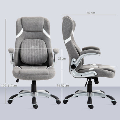 Vinsetto Linen-Look Office Chair, with Adjustable Height and Tension - Grey