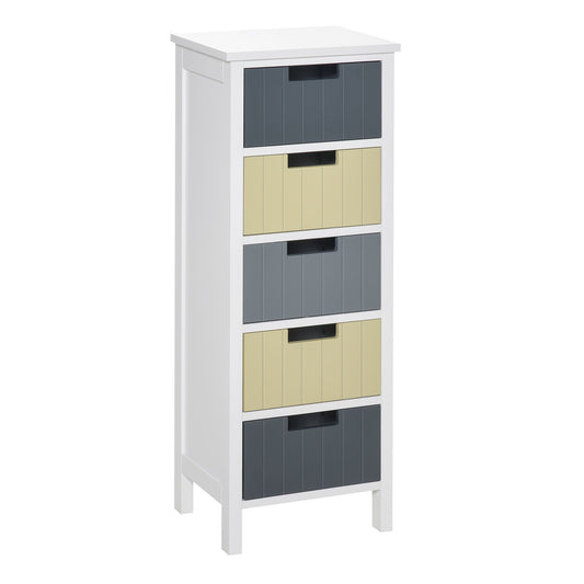 HOMCOM Storage Tower, Dresser Chest of Drawers, Wood Top, Organizer Unit for Closets Bedroom Nursery Room Hallway