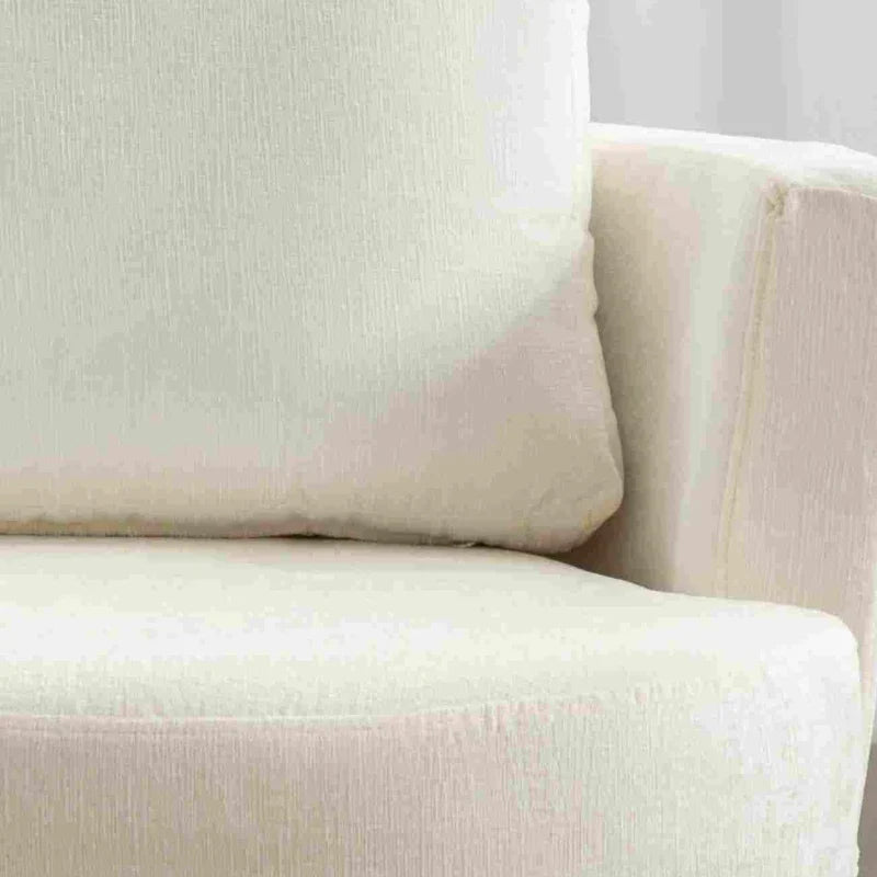 Chenille Swivel Recliner with Back Cushion, Thick Foam Padding, 360° Rotation, 83x78.5x86 cm, Ivory