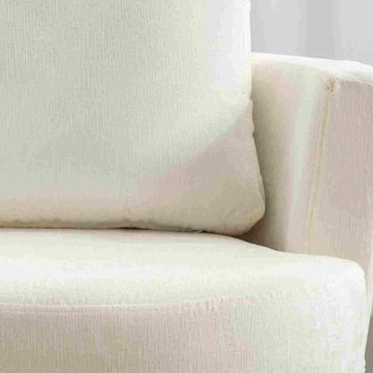 Chenille Swivel Recliner with Back Cushion, Thick Foam Padding, 360° Rotation, 83x78.5x86 cm, Ivory