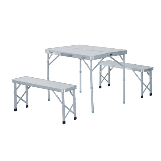 Outsunny 3 pcs Picnic Table Bench Set, Foldable, Aluminum Alloy