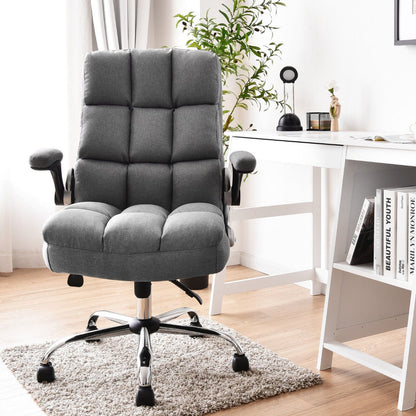 Linen Upholstered Executive Chair with Ergonomic High Back for Home Office-Grey