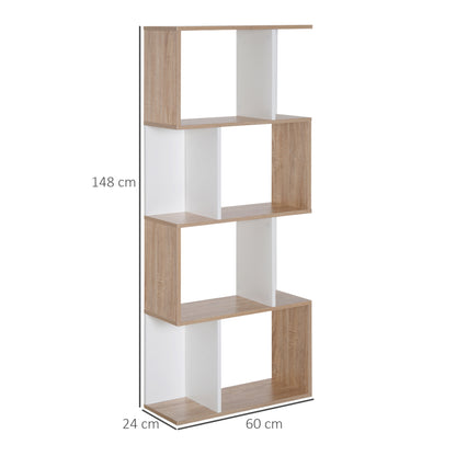 HOMCOM 4-tier Storage Display Shelving Bookcase Unit Divider S Shape design Divider Unit