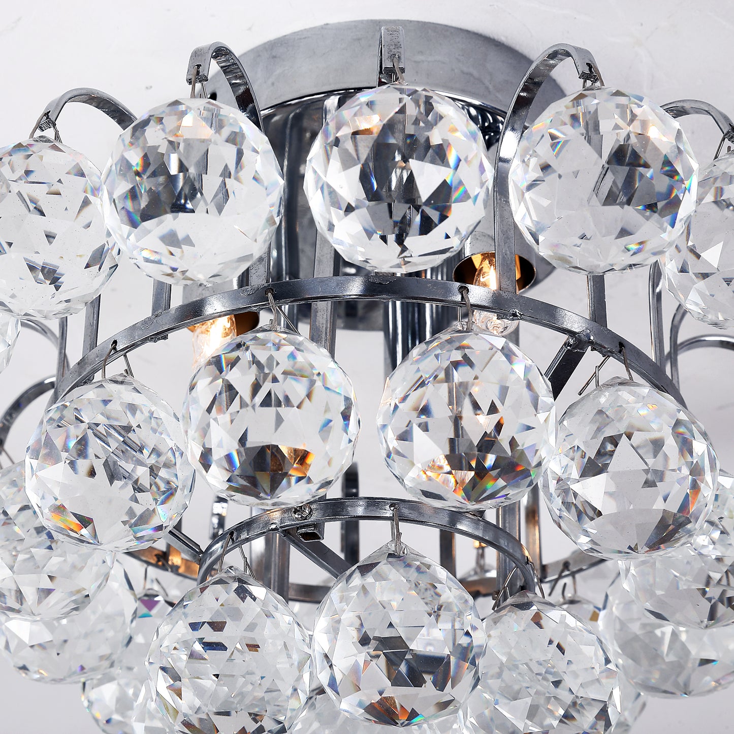 HOMCOM Crystal Ceiling Lamp Chandelier Hallway Flush Mount Pendant 3 Light √ê¬§30cm Silver