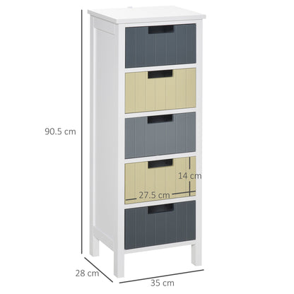 HOMCOM Storage Tower, Dresser Chest of Drawers, Wood Top, Organizer Unit for Closets Bedroom Nursery Room Hallway