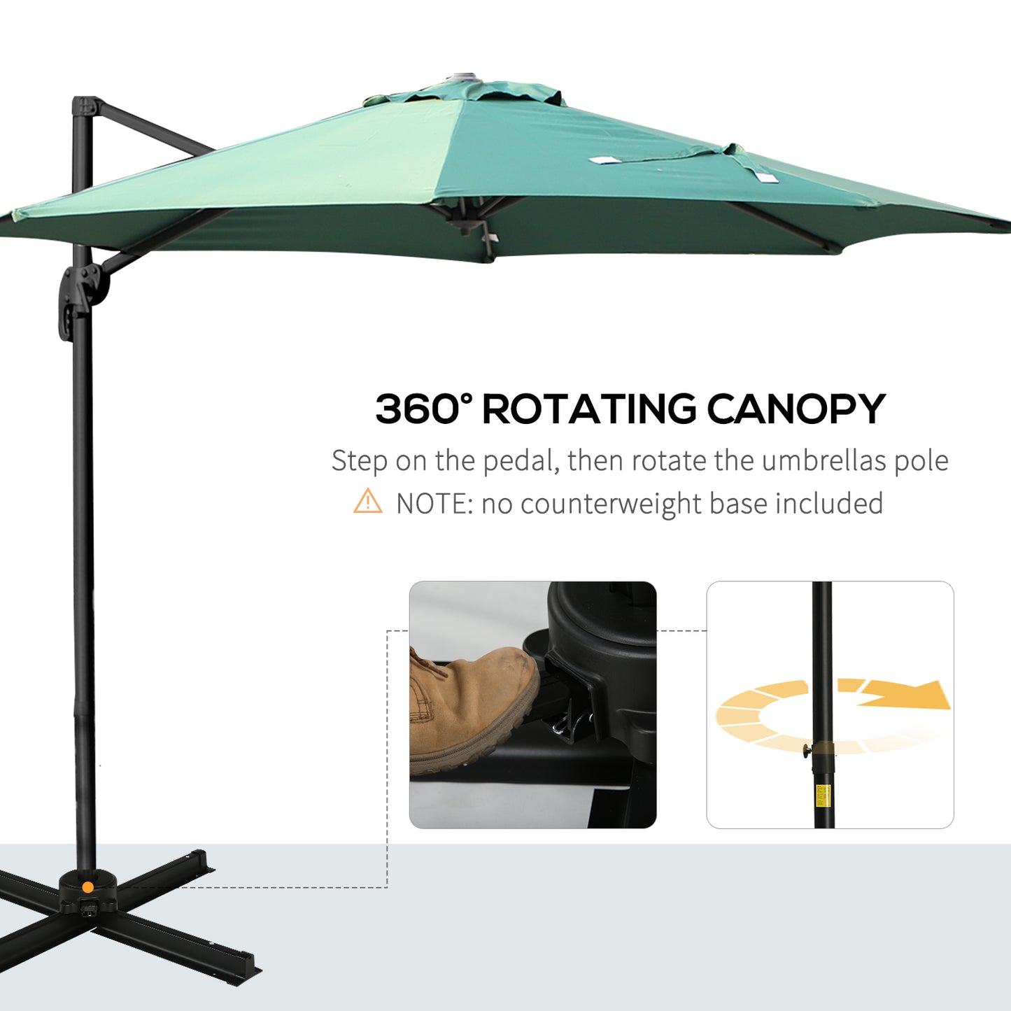 Outsunny Umbrella Parasol W/360√Ç¬∞ Rotation √é¬¶294x248H cm-Green