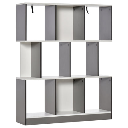 HOMCOM 3-Tier 8-Cube Home Office Display Unit Bookcase Shelving Unit Contemporary Stylish Versatile Freestanding w/ Anti-Tipping Safety Grey White