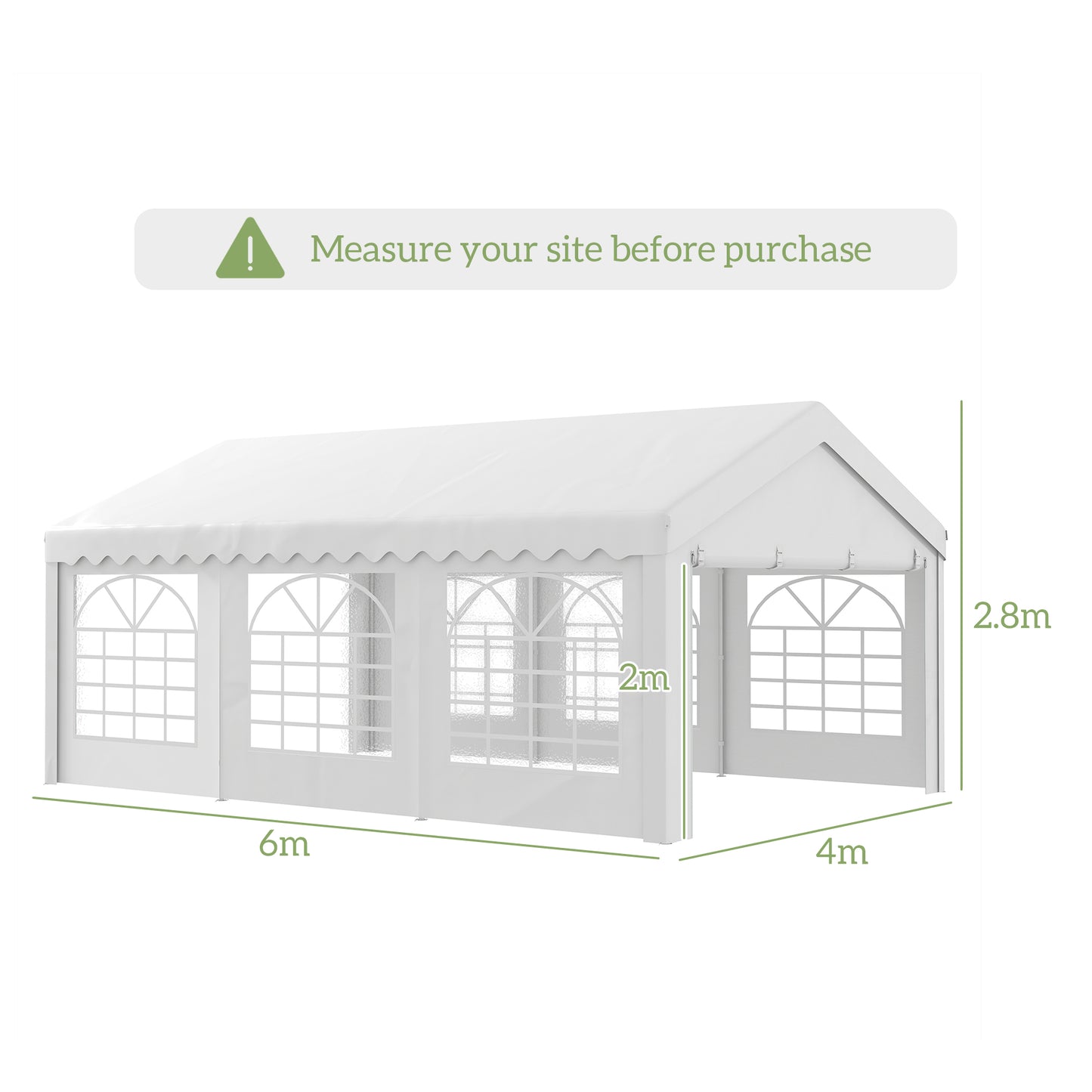 Outsunny 6m x 4 m Garden Gazebo Portable Carport Shelter w/ Removable Sidewalls & Doors Party Tent Shelter Car Canopy