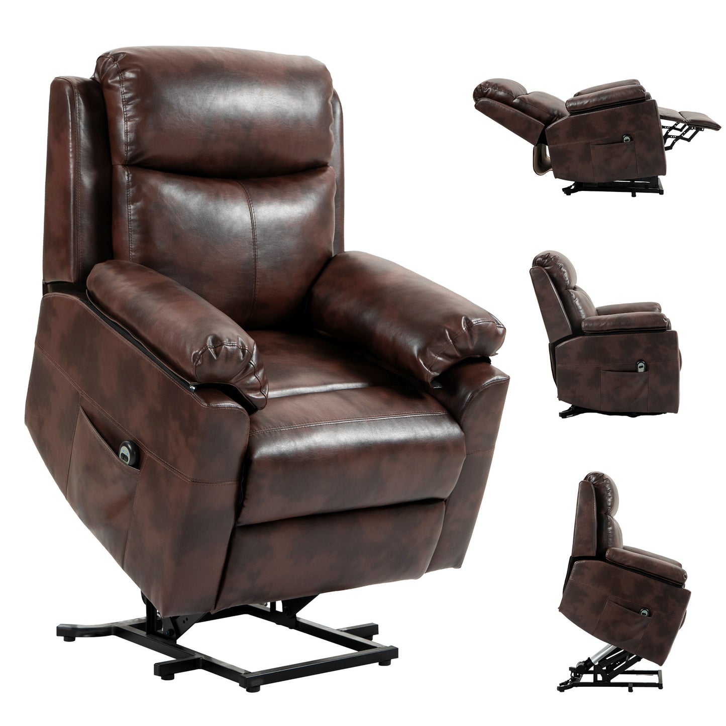 HOMCOM Faux Leather 70√Ç¬∞ Electric Riser Recliner Chair, Dark Brown