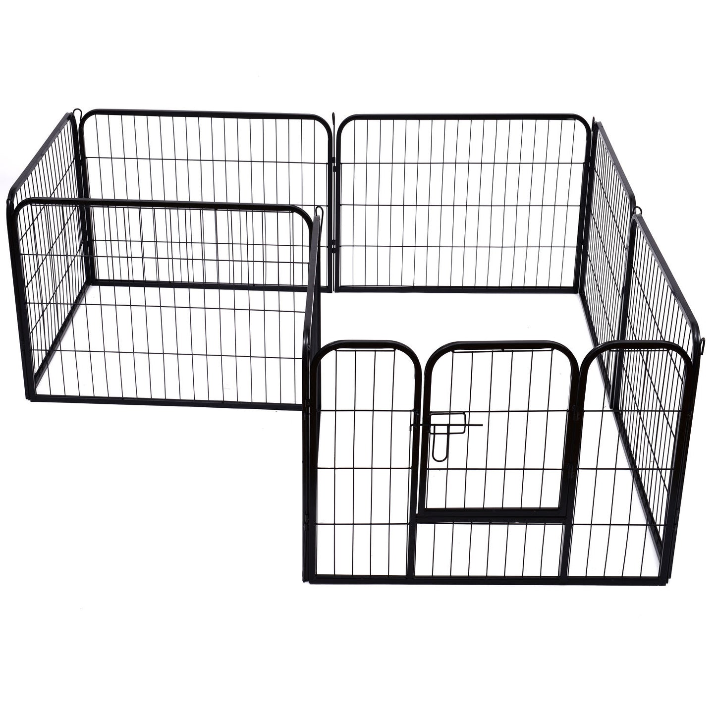 Pawhut Heavy Duty Dog pen 8 Panel Pet Puppy PlayPen Rabbit Hutch Run indoor outdoor Black, 80 x 60 cm