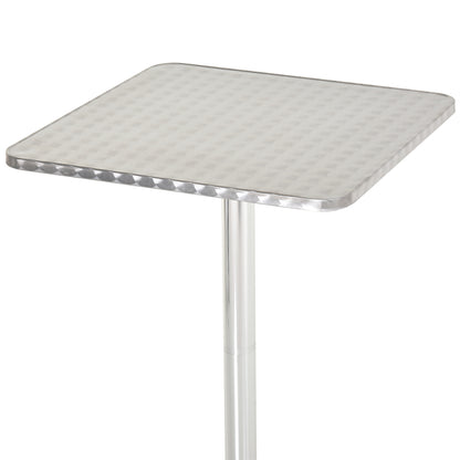 HOMCOM Height Adjustable Bistro Table Pub Bar Square Table Stainless Steel Top Aluminium Edge 60 x 60cm