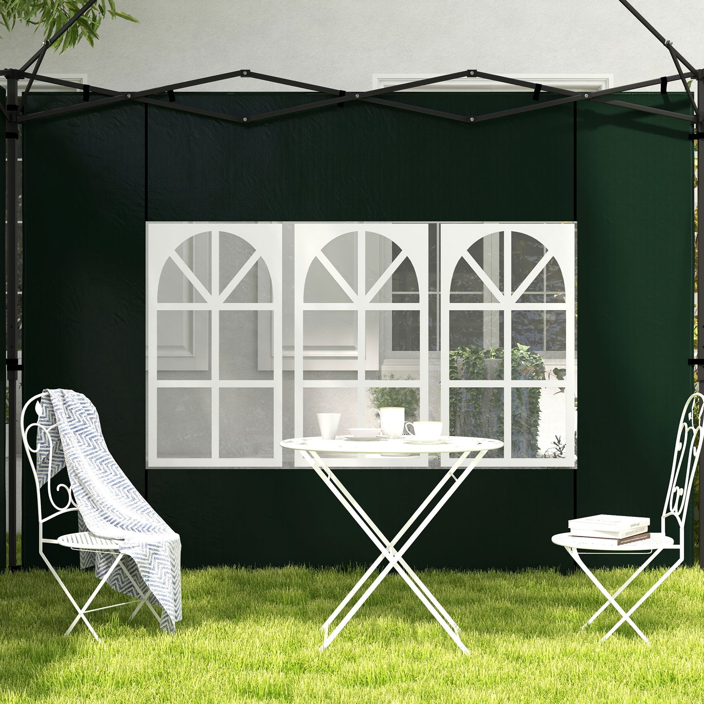 Outsunny 3 Meters Gazebo Side Panels Canopy Marquee Replacement Exchangeable Side Panel Walls (Green)