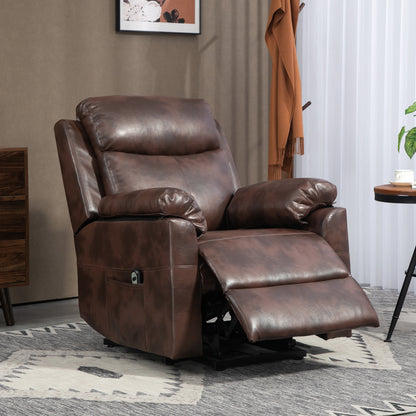 HOMCOM Faux Leather 70√Ç¬∞ Electric Riser Recliner Chair, Dark Brown