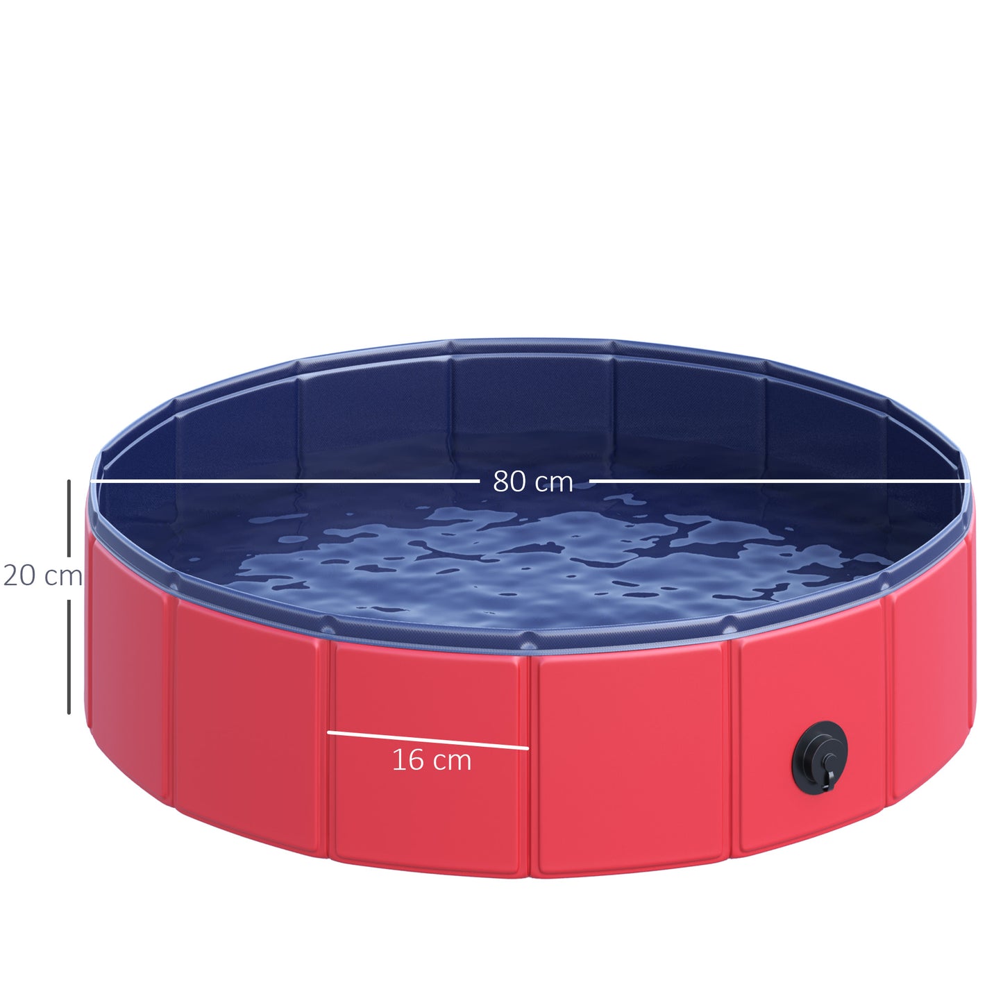 PawHut Foldable Dog Paddling Pool Pet Cat Swimming Pool Indoor/Outdoor Collapsible Summer Bathing Tub Shower Tub Puppy Washer (√é¬¶80 √É‚Äî 20H cm, Red)