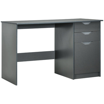 HOMCOM Computer Desk with Drawers, High Gloss Home Office Desk with Storage Cabinet, Study Workstation, 120 x 60cm, Grey