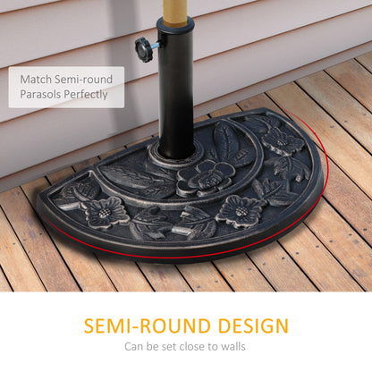 Outsunny 9kg Resin Half Round Parasol Base Umbrella Stand Garden Outdoor Accessories - Adjustable Coupler Suitable Umbrella Rod: √é¬¶3.8cm, √é¬¶4.8cm