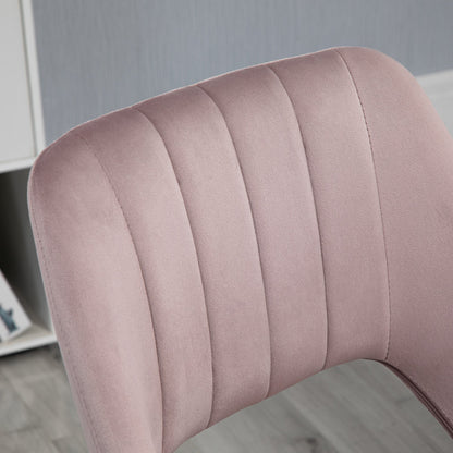 Vinsetto Armless Velvet-Feel Office Chair - Pink