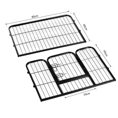 Pawhut Heavy Duty Dog pen 8 Panel Pet Puppy PlayPen Rabbit Hutch Run indoor outdoor Black, 80 x 60 cm