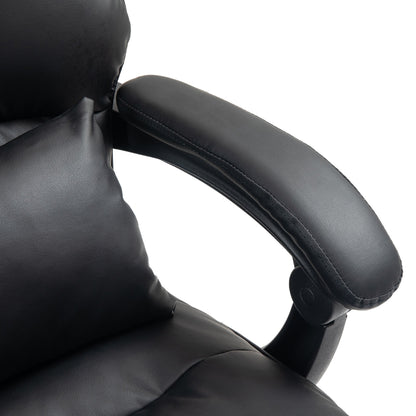 HOMCOM Faux Leather Reclining Office Chair, with Footrest - Black