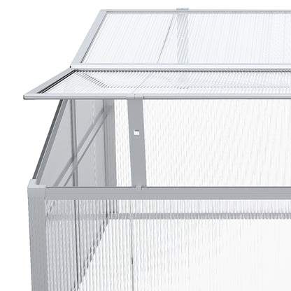 Outsunny Cold Frame, Outdoor Greenhouse, Polycarbonate Grow House Flower Vegetable Plants Raised Bed Garden Allotment Protector Aluminium Frame 100 x 100 x 48 cm